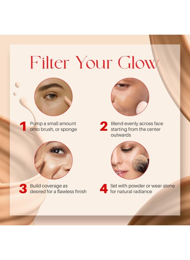 Colors Queen Hollywood Flawless Filter Liquid Foundation | Blurs Pores & Imperfection | Smooth Radiant Finish with Hydrating Formula | Long Lasting & Waterproof Foundation for Women (01 - Fair, 35ml) - Image 4